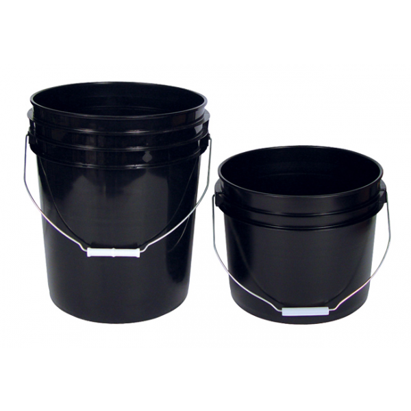 8 x 10 L Ltr Litre Black Plastic Buckets Containers with Lids & Metal Handles